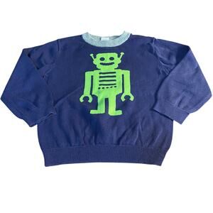 Circo navy blue green‎ robot long sleeve knit crew sweater SIZE 4T
